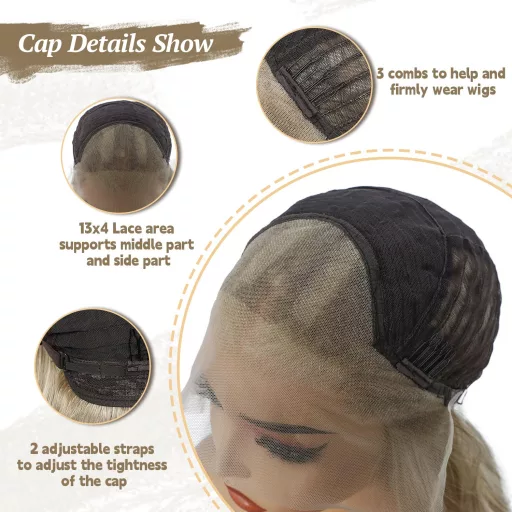Sapphirewigs 13x4 Csipke Elülső Paróka Tejteás Szőke Hullám 66cm Női