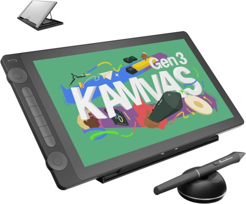 HUION Kamvas 16 Gen 3 Grafikus Rajztábla 15,8" 2.5K QHD Kijelzővel, Tükröződésmentes Üveggel, 99% sRGB, PenTech 4.0, 16384 Nyomásérzékenység