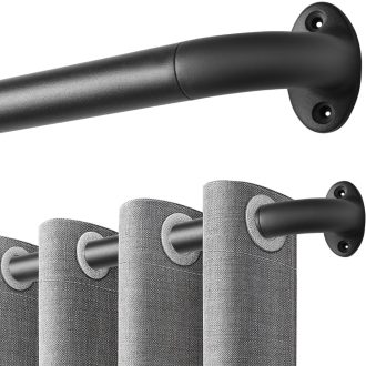   Qlfyuu fekete fém függönykarnis 76-310 cm, 25 mm átmérő, szobához és nappalihoz