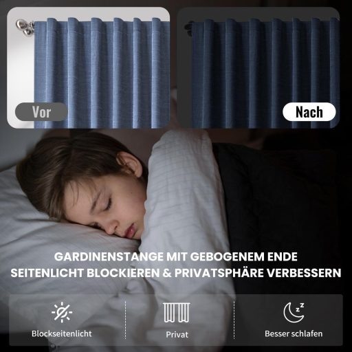 Qlfyuu fekete fém függönyrúd 76-230 cm, 25 mm átmérő, szobához és nappalihoz