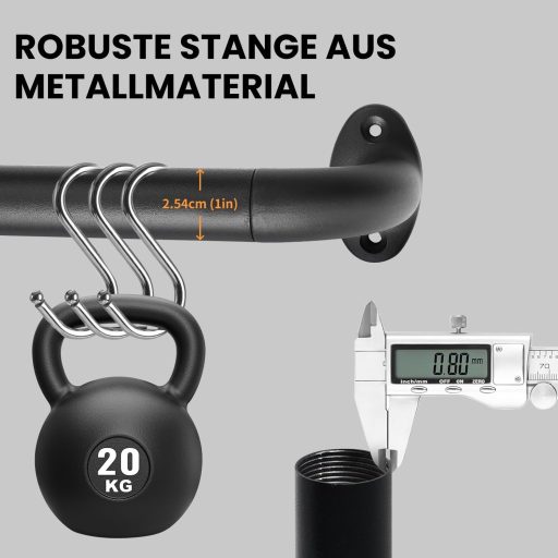 Qlfyuu fekete fém függönyrúd 76-230 cm, 25 mm átmérő, szobához és nappalihoz