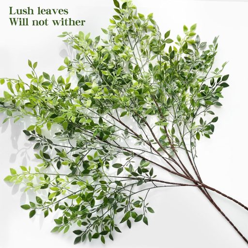 ROLLWAY Műnövény Szett - 2 db 110 cm Élethű Műágak Levelekkel, Hajlítható Eukaliptusz Dekoráció Vázába, Esküvőre, Húsvéti Díszítéshez, Sötét