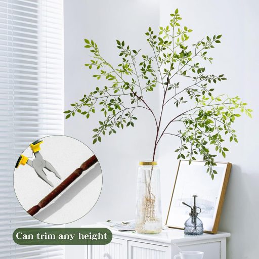 ROLLWAY Műnövény Szett - 2 db 110 cm Élethű Műágak Levelekkel, Hajlítható Eukaliptusz Dekoráció Vázába, Esküvőre, Húsvéti Díszítéshez, Sötét