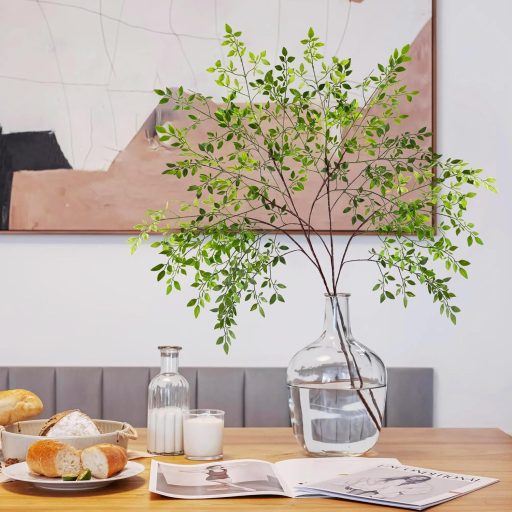 ROLLWAY Műnövény Szett - 2 db 110 cm Élethű Műágak Levelekkel, Hajlítható Eukaliptusz Dekoráció Vázába, Esküvőre, Húsvéti Díszítéshez, Sötét