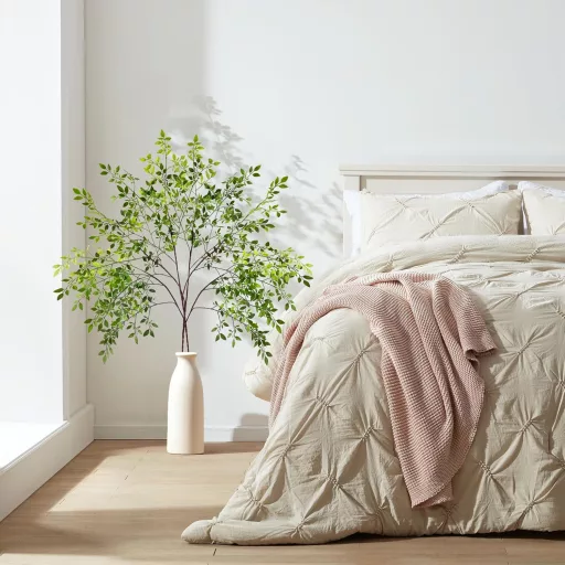 ROLLWAY Súprava umelých rastlín - 2 ks 110 cm Živé umelé konáre s listami, Ohybná eukalyptová dekorácia do vázy, Na svadbu, Veľkonočnú výzdobu, Tmavá