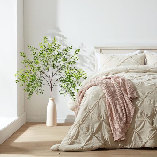 ROLLWAY Műnövény Szett - 2 db 110 cm Élethű Műágak Levelekkel, Hajlítható Eukaliptusz Dekoráció Vázába, Esküvőre, Húsvéti Díszítéshez, Sötét