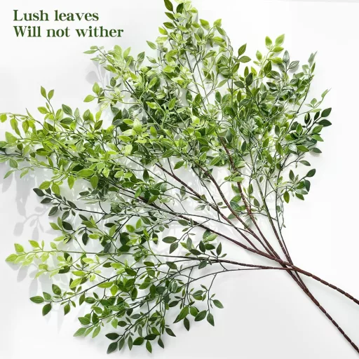 ROLLWAY Súprava umelých rastlín - 2 ks 110 cm Živé umelé konáre s listami, Ohybná eukalyptová dekorácia do vázy, Na svadbu, Veľkonočnú výzdobu, Tmavá