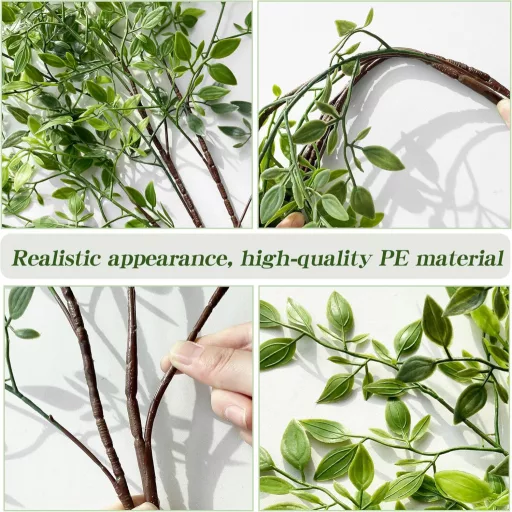 ROLLWAY Súprava umelých rastlín - 2 ks 110 cm Živé umelé konáre s listami, Ohybná eukalyptová dekorácia do vázy, Na svadbu, Veľkonočnú výzdobu, Tmavá