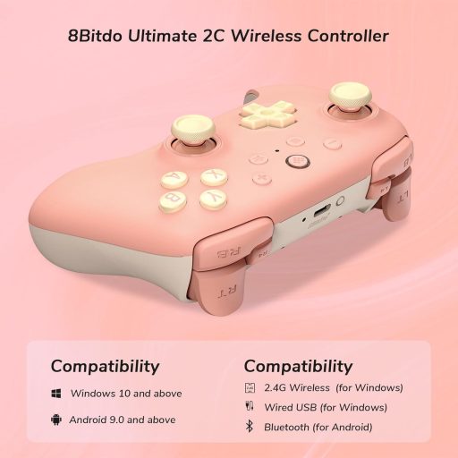 8bitdo Ultimate 2.4g Bezdrôtový ovládač pre PC a Android zariadenia – Hall-Effect joystick, 1000 Hz odozva, programovateľné tlačidlá, Tur
