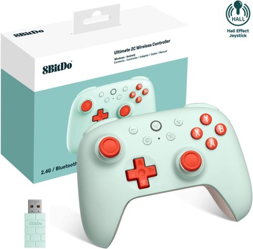 8bitdo Ultimate 2C Vezeték Nélküli Kontroller PC és Android Eszközökhöz, Hall-Effekt Joystickkel, 1000 Hz Válaszidővel, Programozható Gombok