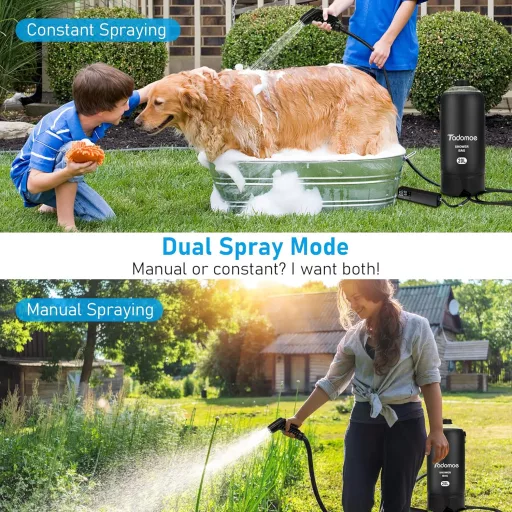 Tadomoe Duș Solar de Camping 20L cu Pompă - Duș Portabil Negru PVC pentru Drumeții, Camping și Plajă