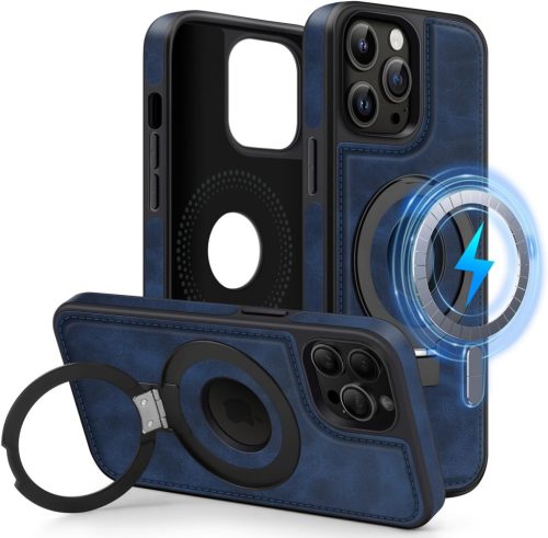 Husă MOBESV Magnetică pentru iPhone 12 Pro Max, Compatibilă MagSafe - Husă Elegantă de Protecție din Piele cu Suport, 6.7", Albastru Regal