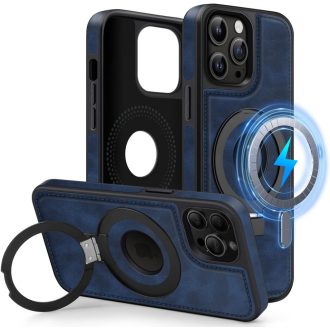   MOBESV Magnetický kryt pre iPhone 12 Pro Max s MagSafe - Elegantný kožený ochranný kryt so stojanom, 6.7", kráľovská modrá