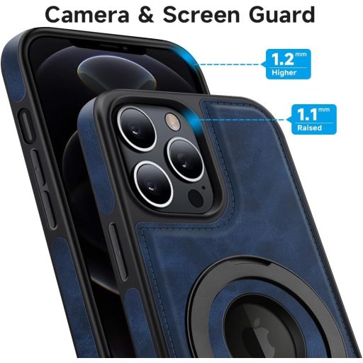 Husă MOBESV Magnetică pentru iPhone 12 Pro Max, Compatibilă MagSafe - Husă Elegantă de Protecție din Piele cu Suport, 6.7", Albastru Regal