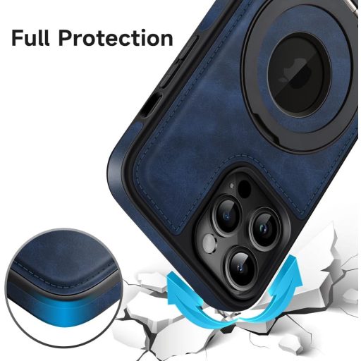 Husă MOBESV Magnetică pentru iPhone 12 Pro Max, Compatibilă MagSafe - Husă Elegantă de Protecție din Piele cu Suport, 6.7", Albastru Regal