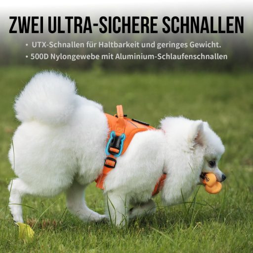 Ham tactic pentru câini OneTigris ANTZ, mărimea XXS, set cu sistem de lesă reflectorizantă cu mâner, pentru câini de talie mică, portocaliu