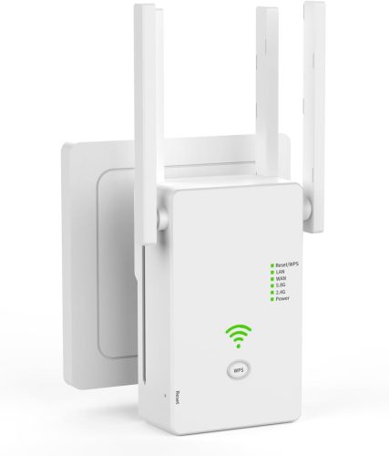 Repetor WiFi Aenxwa 1200 Mbit/s Dual Band 2.4GHz + 5GHz - 4 Antene, Repeater Wireless cu Mod Router și Port LAN