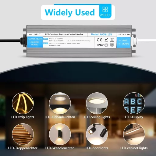 SUCIKORIO LED napájací zdroj 12V 36W IP67 vodotesný transformátor pre LED pásiky