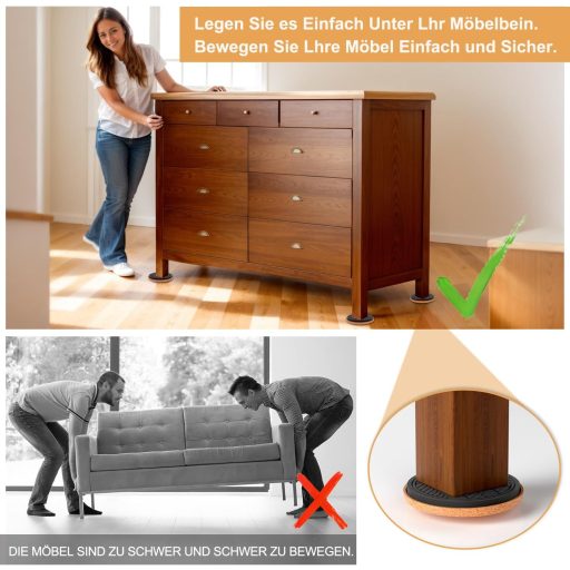 PISAO Bútor Csúszka 8 db-os Szett - 12 cm Filc Bútoralátét Nehéz Bútorokhoz, Padlóvédelem