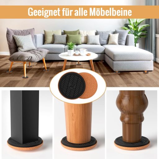 PISAO Bútor Csúszka 8 db-os Szett - 12 cm Filc Bútoralátét Nehéz Bútorokhoz, Padlóvédelem