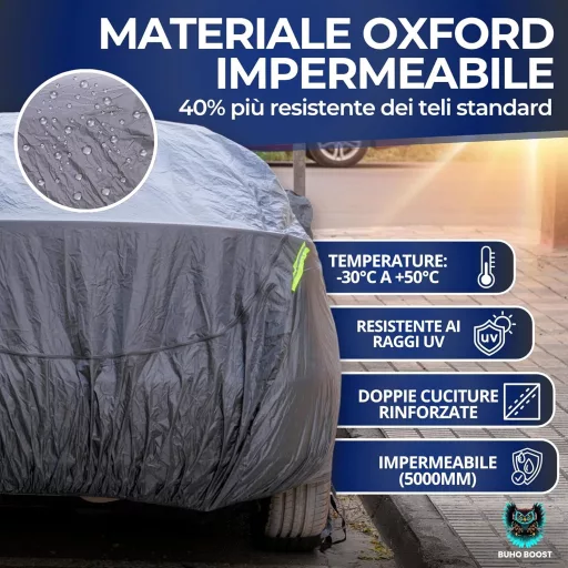 Autoplachta BuhoBoost Oxford 150D so slnečnou clonou, vodeodolná, s UV ochranou a zipsom