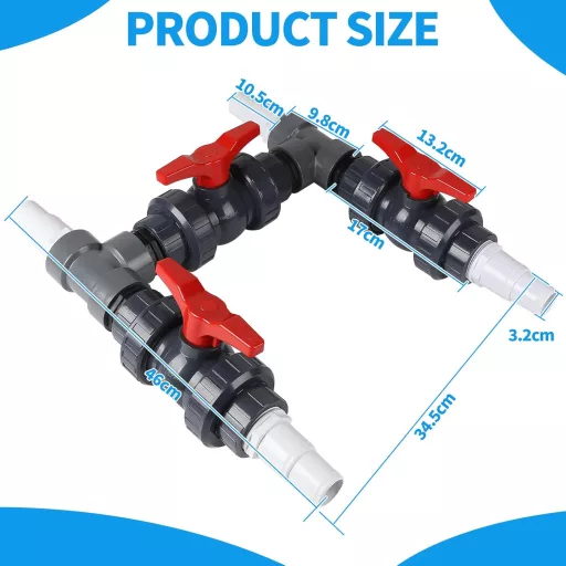 SWAWIS Set Bypass Piscină 50mm, Conexiune Pompă de Căldură, Control Încălzire