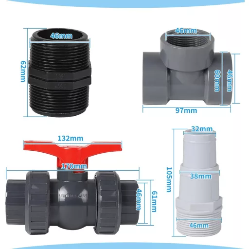 SWAWIS 50mm Medence Bypass Szett Hőszivattyú Csatlakozás Fűtésszabályozás