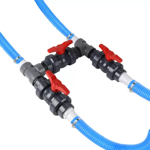 SWAWIS Set Bypass Piscină 50mm, Conexiune Pompă de Căldură, Control Încălzire