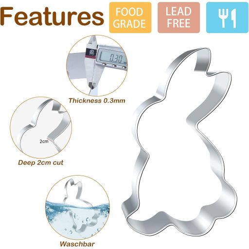 Set forme de tăiat biscuiți Winwild, iepuraș de Paște, 4 bucăți, oțel inoxidabil, 12,5 cm