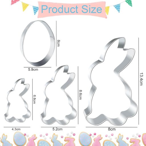 Set forme de tăiat biscuiți Winwild, iepuraș de Paște, 4 bucăți, oțel inoxidabil, 12,5 cm