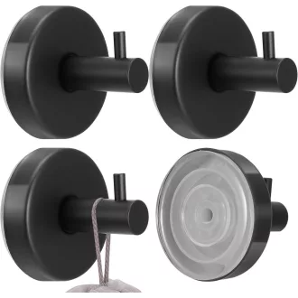   Xialvyu 4 buc. cârlige cu ventuză, agățătoare haine baie bucătărie, negru