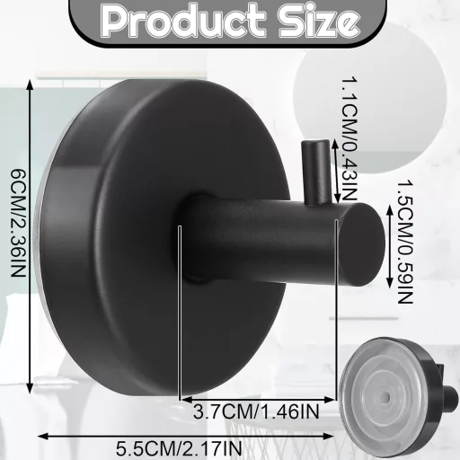 Xialvyu 4 buc. cârlige cu ventuză, agățătoare haine baie bucătărie, negru