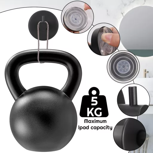 Xialvyu 4 buc. cârlige cu ventuză, agățătoare haine baie bucătărie, negru