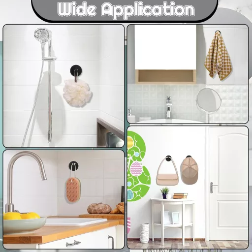 Xialvyu 4 buc. cârlige cu ventuză, agățătoare haine baie bucătărie, negru