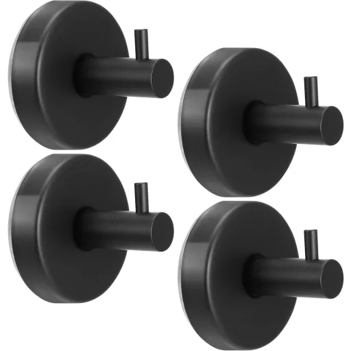 Xialvyu 4 buc. cârlige cu ventuză, agățătoare haine baie bucătărie, negru