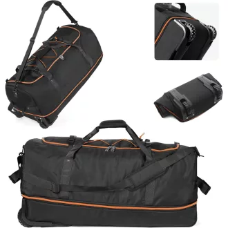   YHYEH 32 Inch Utazótáska Kerekekkel, Bővíthető 110-140L, Puha Oldalú Gurulós Bőrönd Fekete/Narancs