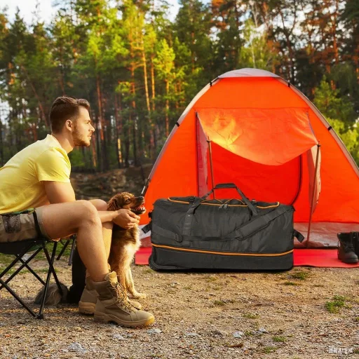 Geantă de călătorie YHYEH de 32 inch cu roți, extensibilă 110-140L, valiză moale cu rotile, negru/portocaliu