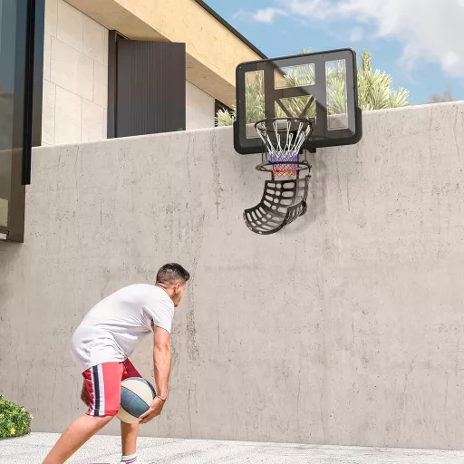 SPORTNOW Kosárlabda Visszadobó Rendszer 360° Forgatható Állítható Magasság Fekete - Black, Polypropylene (PP)