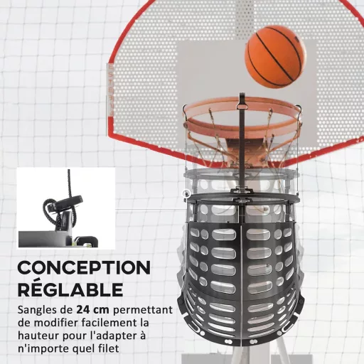 SPORTNOW Kosárlabda Visszadobó Rendszer 360° Forgatható Állítható Magasság Fekete - Black, Polypropylene (PP)