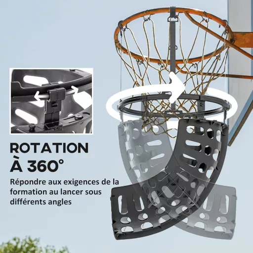 SPORTNOW Kosárlabda Visszadobó Rendszer 360° Forgatható Állítható Magasság Fekete - Black, Polypropylene (PP)