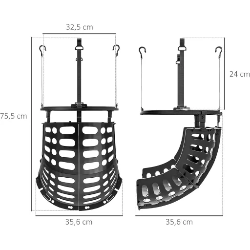 SPORTNOW Kosárlabda Visszadobó Rendszer 360° Forgatható Állítható Magasság Fekete - Black, Polypropylene (PP)