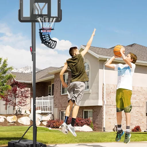SPORTNOW Kosárlabda Visszadobó Rendszer 360° Forgatható Állítható Magasság Fekete - Black, Polypropylene (PP)