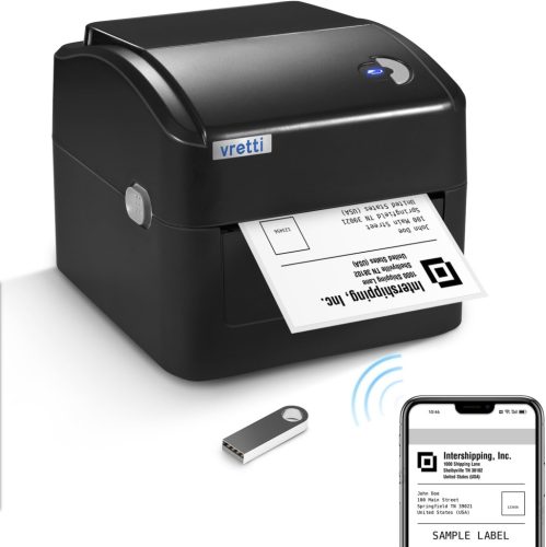 Címkenyomtató WiFi és USB - 101,6 x 152,4 mm Címkenyomtató XXL Papírtartóval, 99,99% Szkennelési Biztonság, 3x Nyomtatófej Élettartam, Amazon,