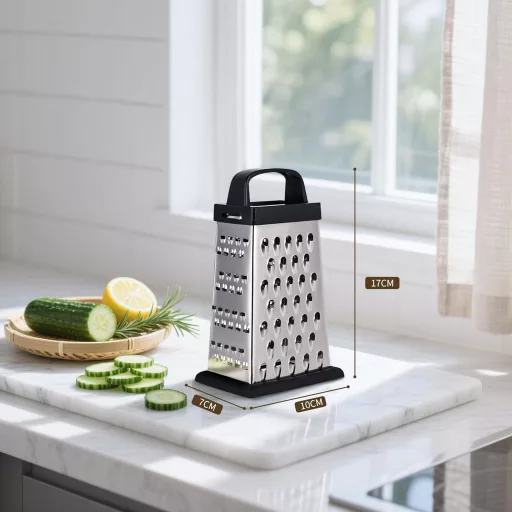 YC Kitchen 4 oldalas rozsdamentes acél reszelő, zöldség szeletelő és reszegető