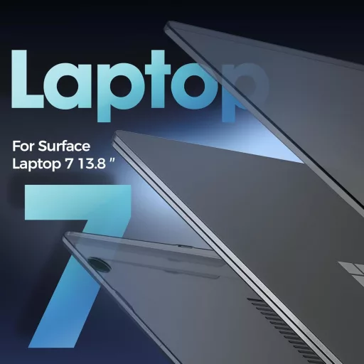 Husă rigidă subțire ProCase neagră pentru Microsoft Surface Laptop 7 13.8" - carcasă de protecție 2024