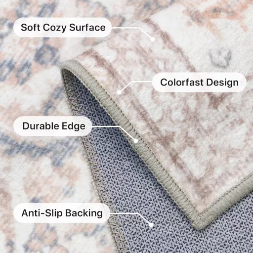 BEIMO Boho Szőnyeg Nappali Hálószoba Vintage Mosható Rövid Szálú Csúszásmentes 140x200cm