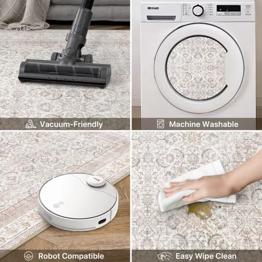 BEIMO Boho koberec do obývačky a spálne, vintage, prateľný, s nízkym vlasom, protišmykový, 140x200 cm