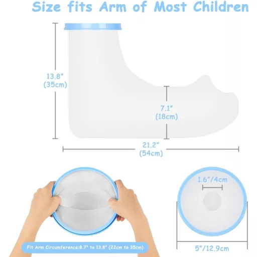 AOOWU Vodotesný chránič sadry pre deti, opakovane použiteľný chránič ruky na kúpanie