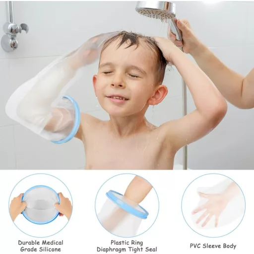 AOOWU Vodotesný chránič sadry pre deti, opakovane použiteľný chránič ruky na kúpanie