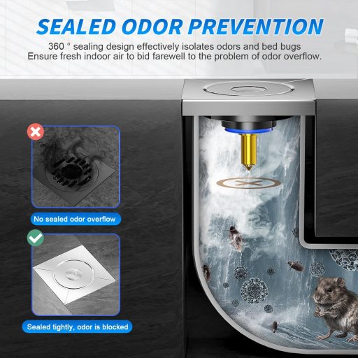 xiruiubao rozsdamentes acélból készült négyzet alakú padlólefolyó szagcsappal fürdőszobához és konyhához